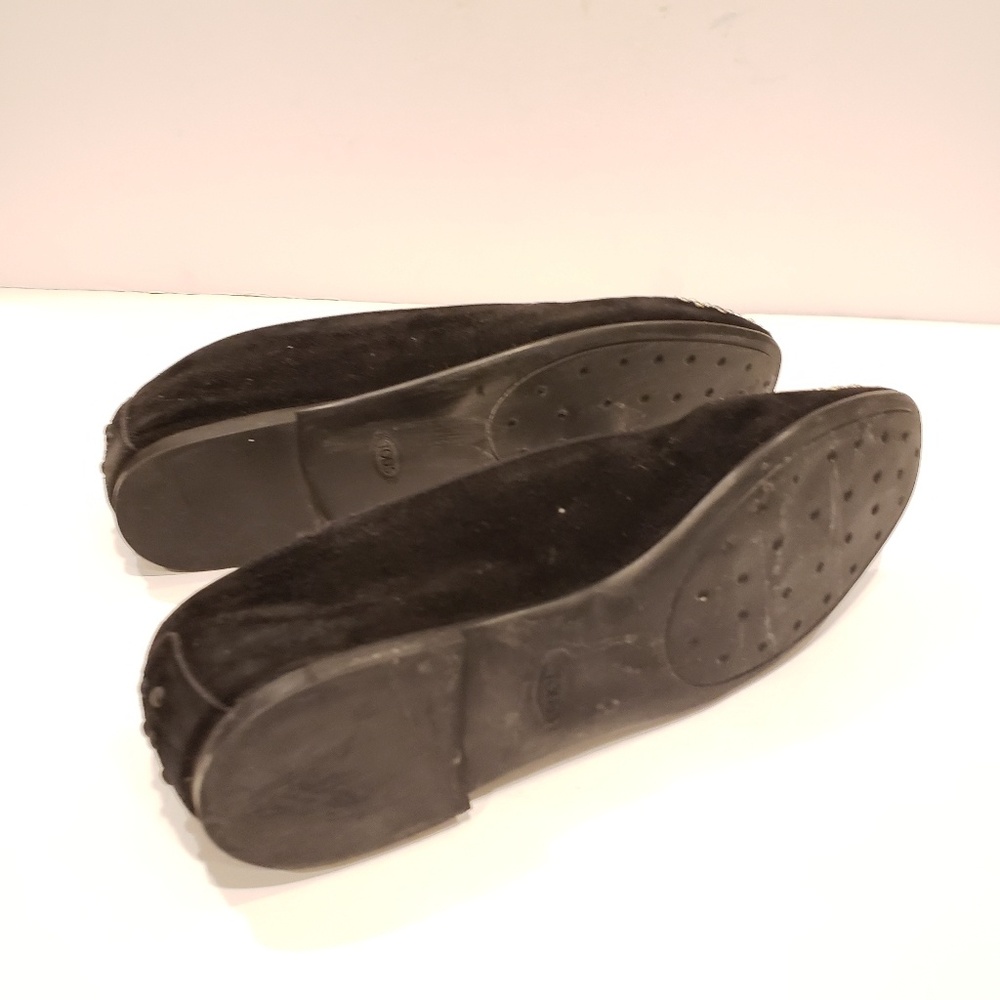 Tod's women's shoes flats Black Suede Studded Smoking Slippers Size 39 silver - Picture 7 of 7